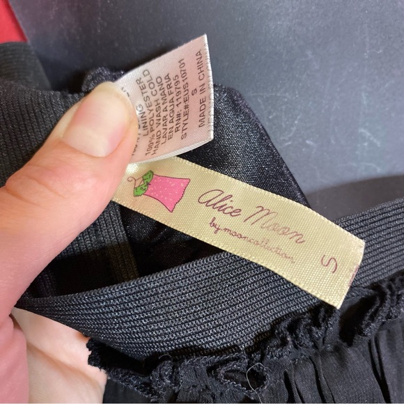 Alice Moon Black Pleated Chiffon and Lace Whimsigoth Mini Skirt - Picture 2 of 6